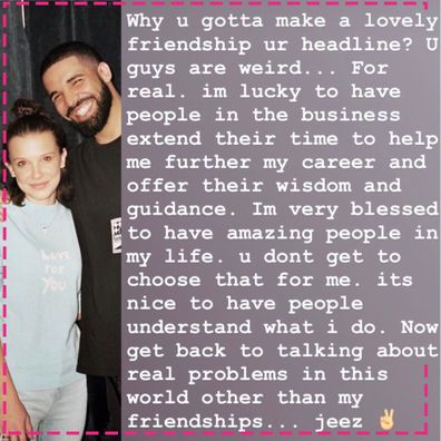 Millie Bobby Brown, Drake, comments, trolls, friendship