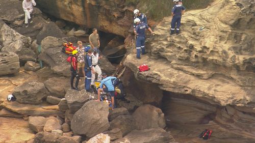 A man in his fifties has been rescued after falling down a rockface at Malabar in Sydney's eastern suburbs.