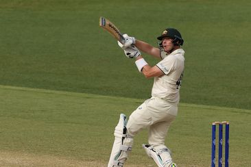 PERTH, AUSTRALIA - DECEMBER 16: Steve Smith of Australia plays a shot during day three of the Men&#x27;s First Test match between Australia and Pakistan at Optus Stadium on December 16, 2023 in Perth, Australia (Photo by Paul Kane/Getty Images)