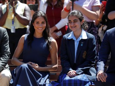 Meghan, Duchess of Sussex watches a performance during their visit to Macarthur Girls High School on October 19, 2018 in Sydney, Australia.
