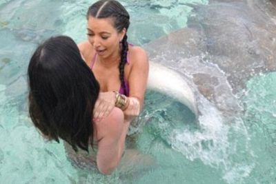 The Kardashian/Jenner clan chill out in Bora Bora... with some sharks!