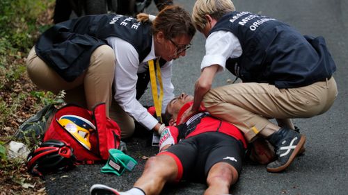 Richie Porte suffered a fractured collarbone and pelvis. (AAP)