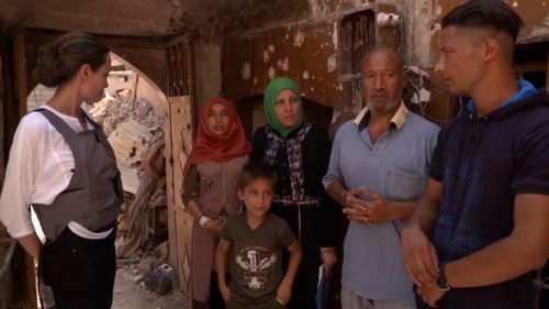 Jolie met with families in the war-torn city. Picture: UNHCR