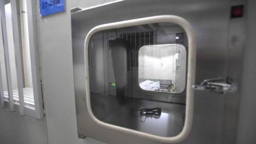 An isolation unit is seen at the Huoshenshan temporary field hospital in Wuhan.