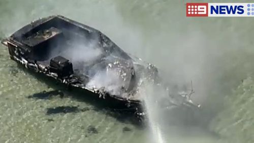 The CFA responded after reports of a fire in the harbour. (9NEWS)