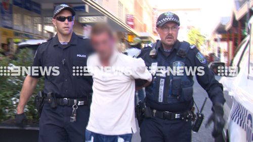 A 38-year-old man has been arrested after allegedly carrying a sword through Adelaide's CBD. (9NEWS)