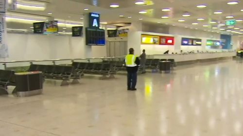 Sydney's International Airport was completely empty this morning ahead of the newlywed's imminent arrival, however.