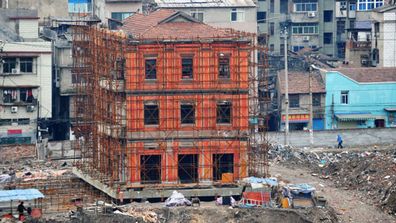 The 100 year old three storey historic building in central China's Hubei province