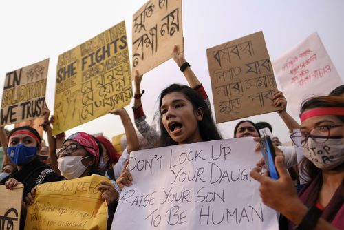 Protesters have demanded faster trials and changes to the way rape cases are prosecuted.