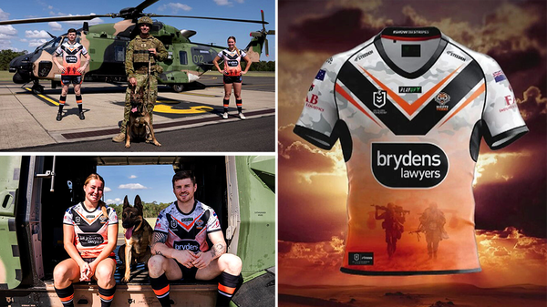 NRL 2023: Wests Tigers ANZAC Jersey with American soldiers, photos,  commemorative jersey, not Australian military members, news