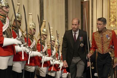The Duke of Cambridge walks through the Norman Porch for the State Opening of Parliament in the House of Lords at the Palace of Westminster in London. Picture date: Tuesday May 10, 2022.