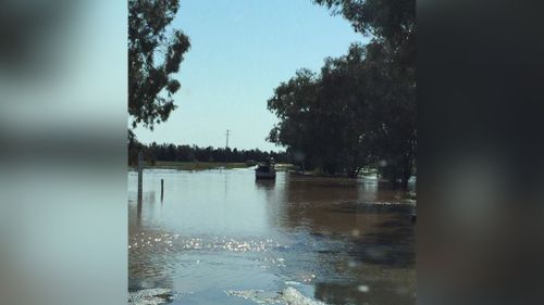 Flooding near Lockheart, west of Wagga Wagga, has left cars engulfed in water. (Supplied: Jack Jordan)