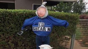 A scarecrow version of a sheep shearing Ed Sheeran came in third. 