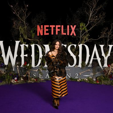 Jenna Ortega attends the "Wednesday" S2, Part 2 'Wednesday Island Fan Event' on Cockatoo Island on August 16, 2025 in Sydney, Australia. (Photo by James Gourley/Getty Images for Netflix)