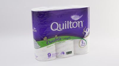 #1 Quilton Toilet Tissue Double Length Prints, $9.50; 9 pack, 3 ply