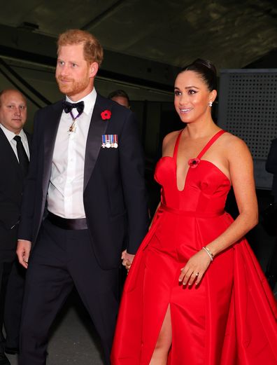 NEW YORK, NEW YORK - NOVEMBER 10: Prince Harry, Duke of Sussex, and Meghan, Duchess of Sussex attend as Intrepid Museum hosts Annual Salute To Freedom Gala on November 10, 2021 in New York City. (Photo by Theo Wargo/Getty Images for Intrepid Sea, Air, & Space Museum)