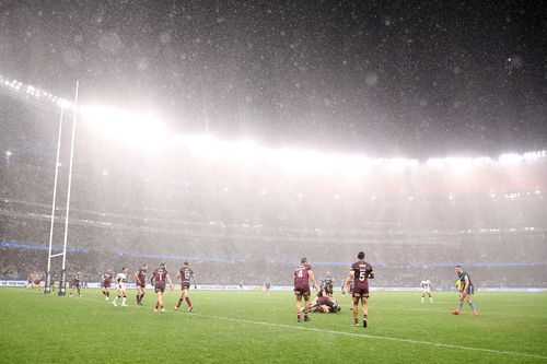 Rain falls during game two of the 2019 State of Origin series at Optus Stadium in Perth, Australia. (Photo by Mark Kolbe/Getty Images)