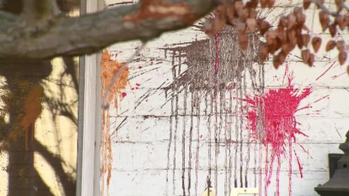 A multitude of paint splotches marred Mr Doyle's house. (9NEWS)