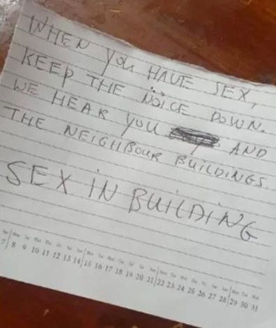 neighbour sex note