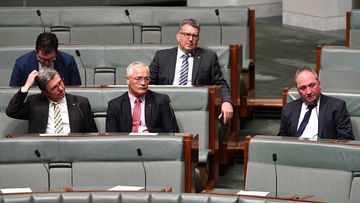 Barnaby Joyce (right) and other Nationals colleagues.