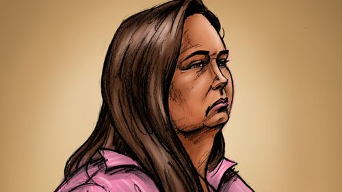 A courtroom sketch of Erin Patterson.