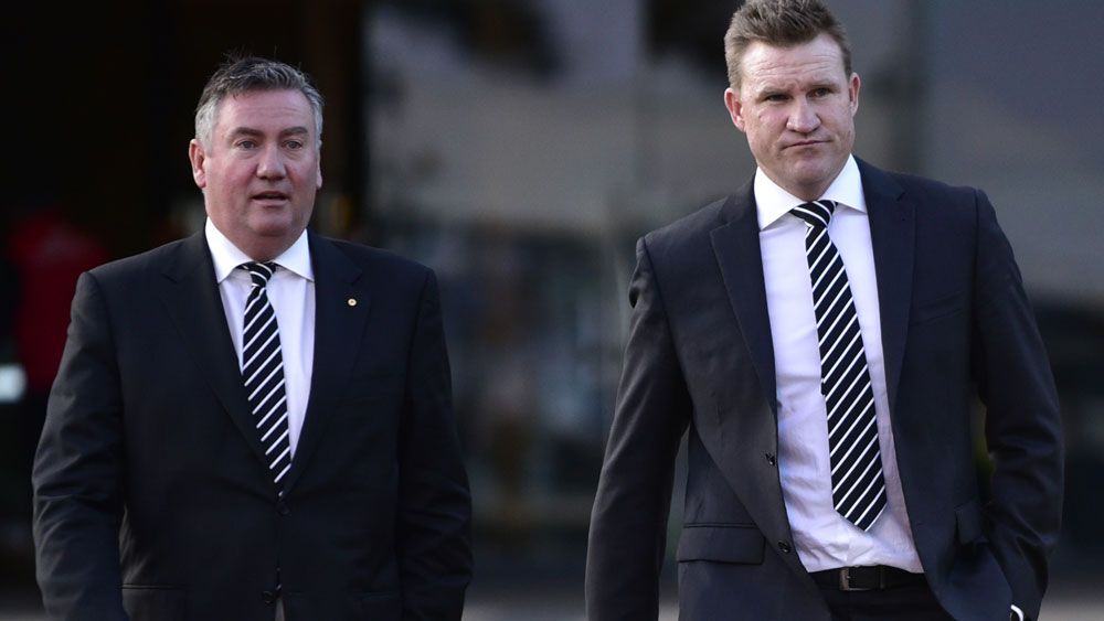 Collingwood president Eddie McGuire and Magpies coach Nathan Buckley. (AAP)