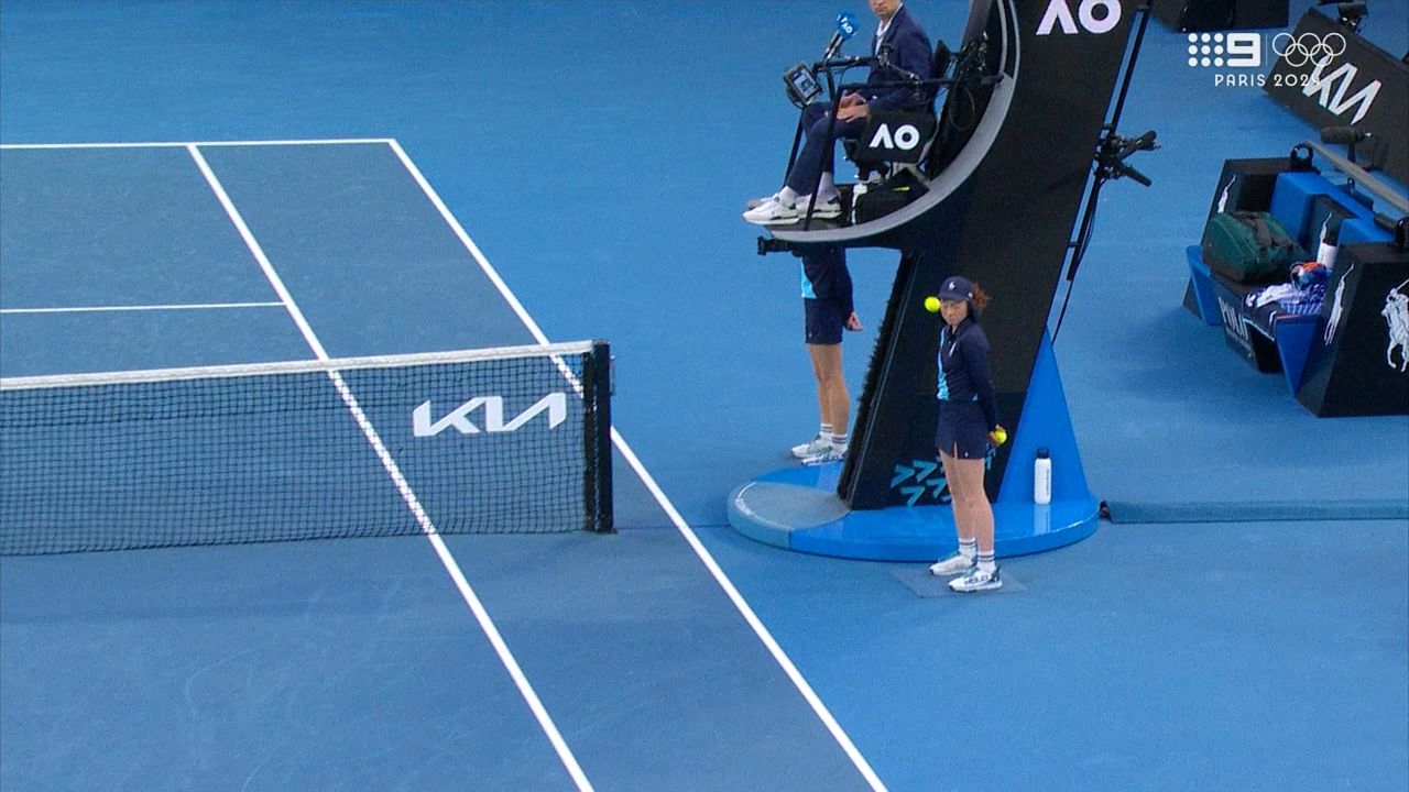 Ballgirl in firing line during Australian Open women's final