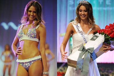 It's 2010 and Jesinta Campbell had just been gifted the highly prestigious Miss Universe Australia crown...in an <I>Austin Powers</I>-inspired bikini, of course. <br/> <br/>Groovy, baby!