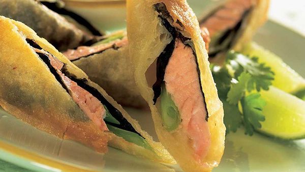 Salmon spring rolls