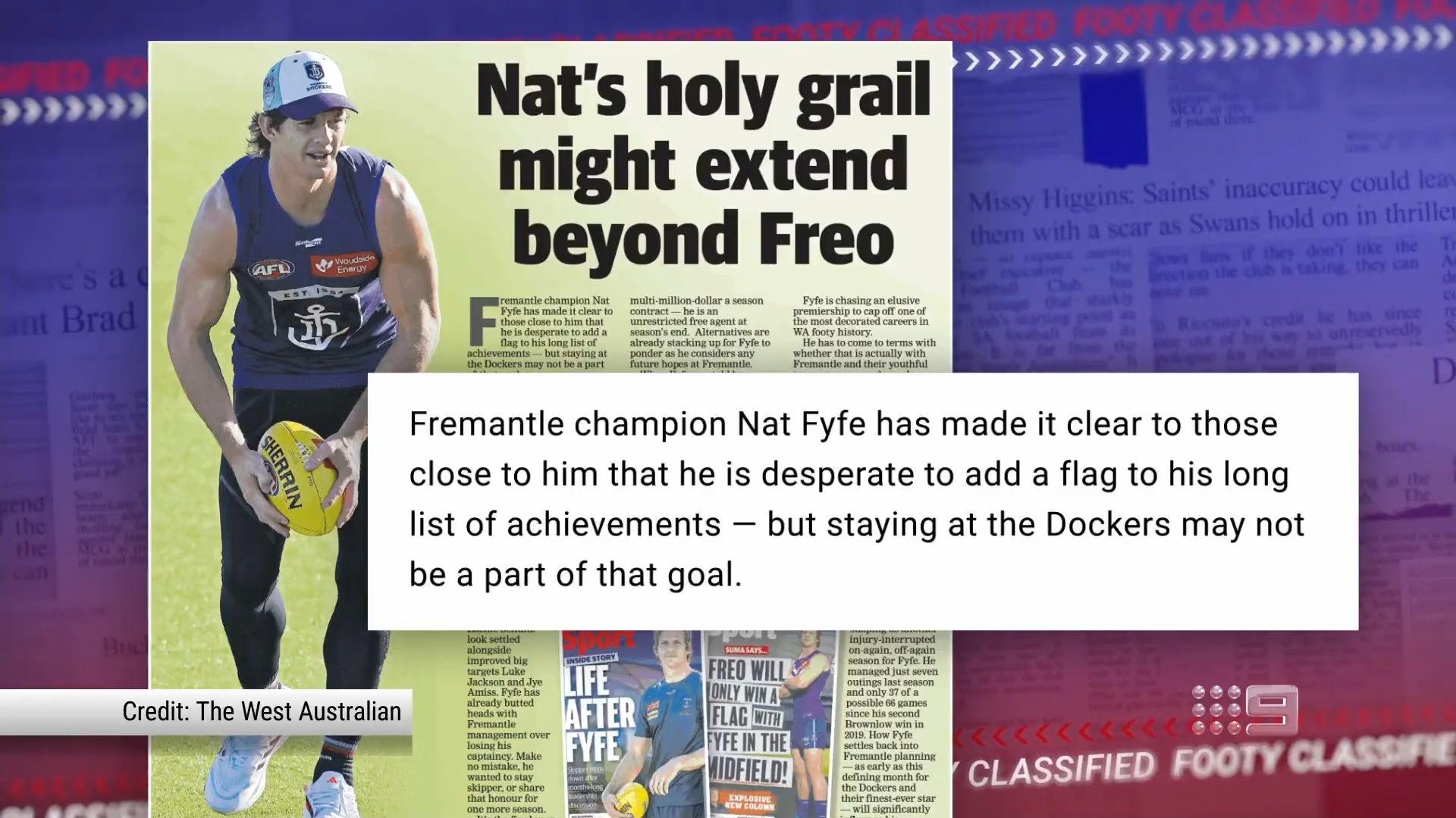Deal-breaker for Nat Fyfe move as three clubs named as possible trade destinations