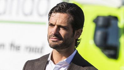 Prince Carl Philip of Sweden during a visit to eRoadArlanda on September 26, 2019 in Stockholm, Sweden. 