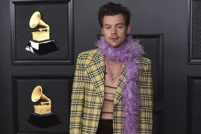 Harry Styles poses in the press room at the 63rd annual Grammy Awards on March 14, 2021. Styles turns 28 on Feb. 1 