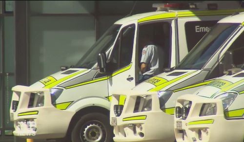 Ambulances line up at a hospital in Queensland.