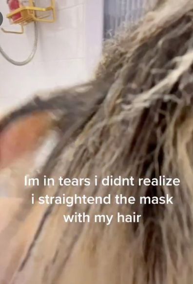 Woman left in tears after melting face mask into her hair