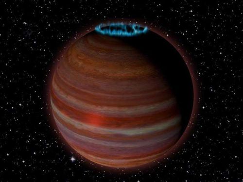 A new planet with a large aurora has been discovered drifting alone through space. Picture: Supplied