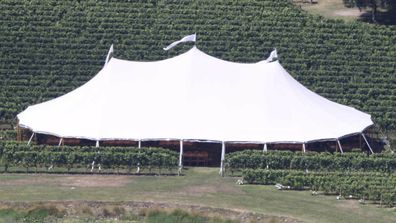 Tent being set up at Jacinda Ardern's wedding