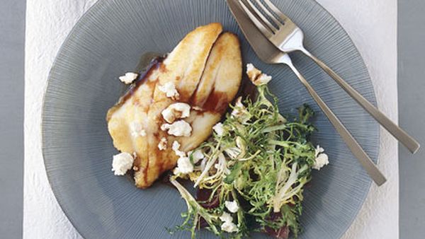Pan-fried John Dory agrodolce with endive and goat’s cheese