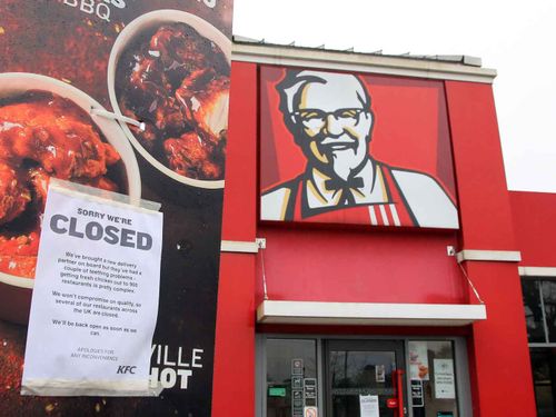 Close to 700 KFC outlets remain closed across the UK and Ireland. (AAP)