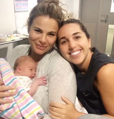Fiona Falkiner and fiancée Hayley Willis welcome first baby.