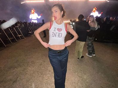 Olivia Rodrigo at Coachella wearing No Doubt merch