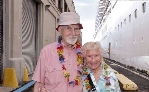 Over the years, the "love birds" have traipsed the world together aboard cruise ships. (Supplied). 