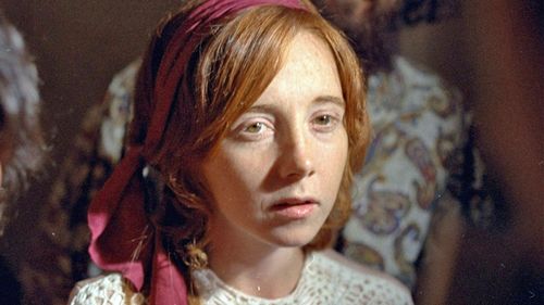 Manson "family" member Lynette Fromme is pictured in 1970 at Manson pretrial hearings in Los Angeles. 