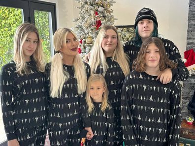 Tori Spelling and her five children Liam, 19, Stella, 17, Hattie, 14, Finn, 13, and Beau, 9