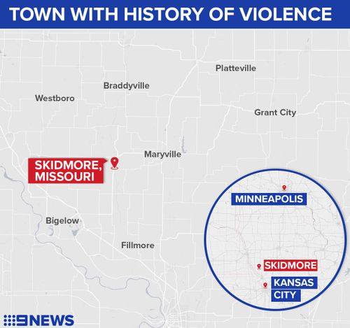 Skidmore as seen on a map of Missouri.