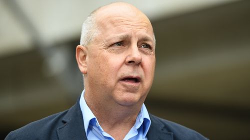 Victorian Treasurer Tim Pallas speaks to the media during a press conference in Melbourne, Saturday, March 21, 2020. 