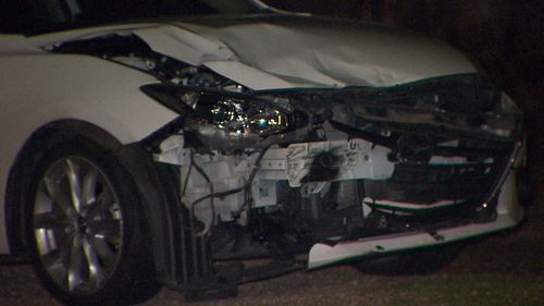 The front of the vehicle involved in a collision that killed two teenagers in Adelaide.