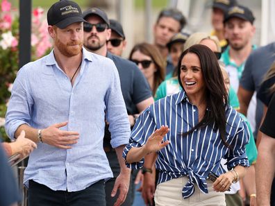Prince Harry, Duke of Sussex and Meghan, Duchess of Sussex greet members of the public at the Cruising Yacht Club of Australia on April 17, 2026 in Sydney, Australia. 