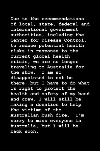 Miley Cyrus cancels Australian concert.