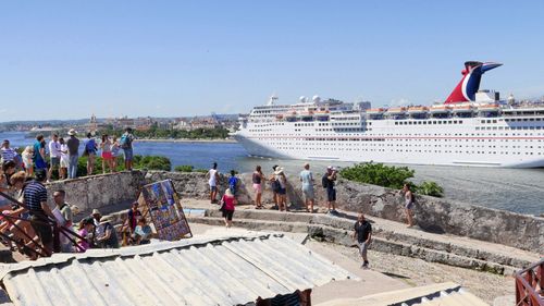 The Carnival Paradise docks in Havana, Cuba. 