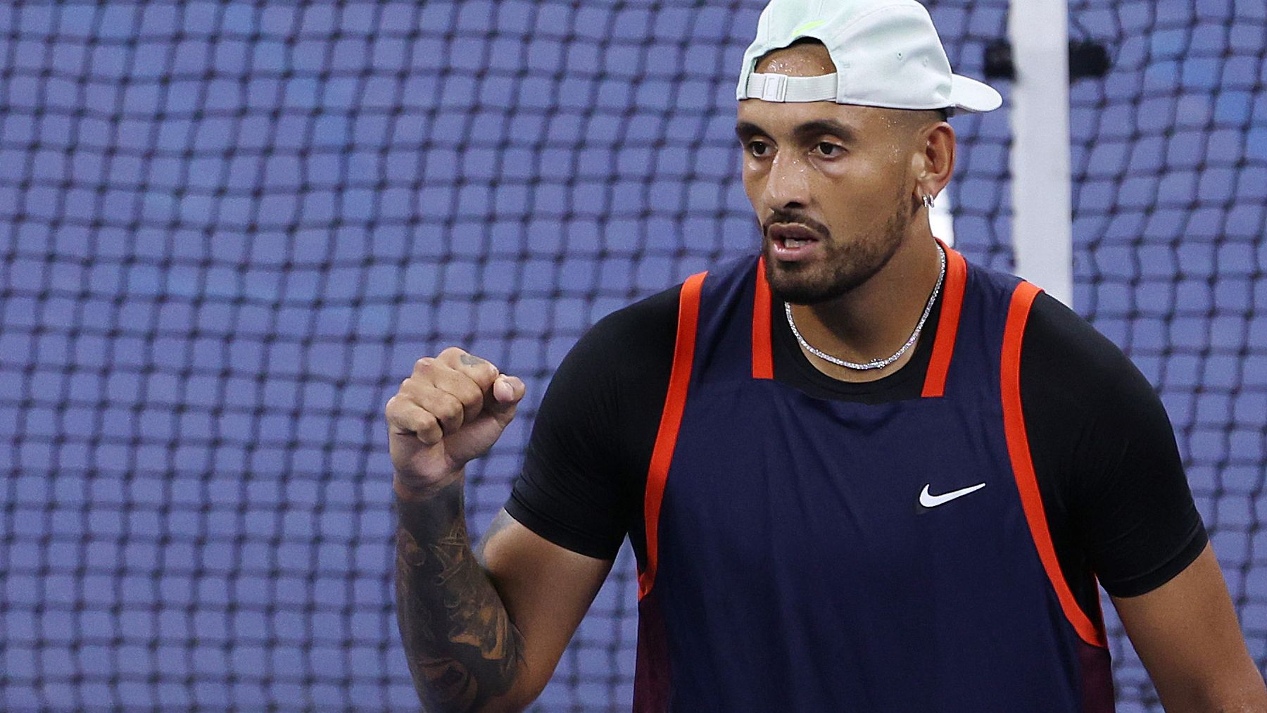 Nick Kyrgios of Australia celebrates after defeating J.J. Wolf of the United States during their Men&#x27;s Singles Third Round match on Day Five of the 2022 US Open at USTA Billie Jean King National Tennis Center on September 02, 2022 in the Flushing neighborhood of the Queens borough of New York City. (Photo by Jamie Squire/Getty Images)